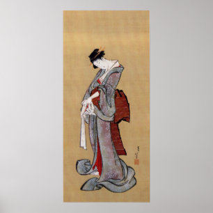 Japanese Geisha Woman, Hokusai, Ukiyo-e Poster