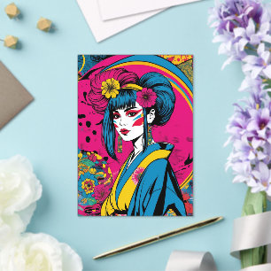 Japanese geisha woman in traditional kimono acrylic invitations