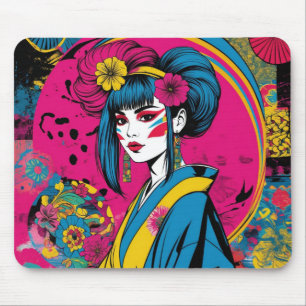 Japanese geisha woman in traditional kimono mouse mat