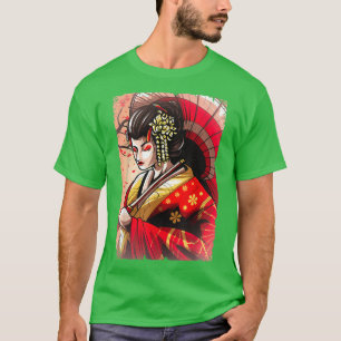 Japanese Geisha Women Cherry Blossom  T-Shirt