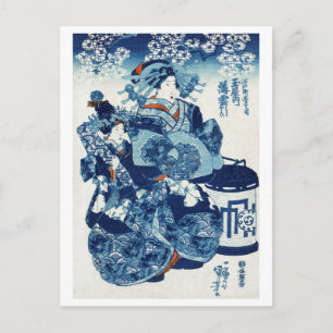 Japanese Geisya Woman, Kuniyoshi, Ukiyo-e Postcard
