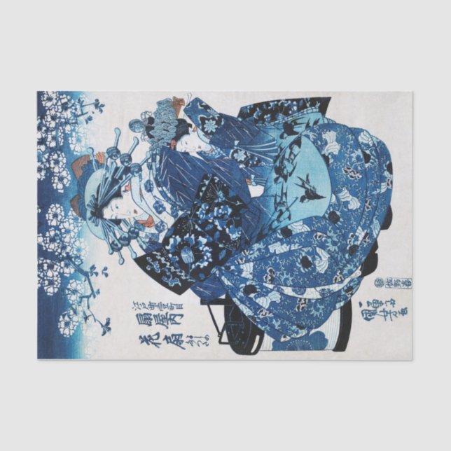 Japanese Geisya Woman, Kuniyoshi, Ukiyo-e Tissue Paper (Front)