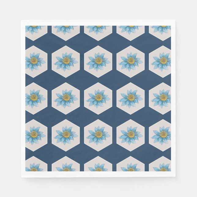 Japanese Geometric Lily Flower Pattern  Napkin (Front)