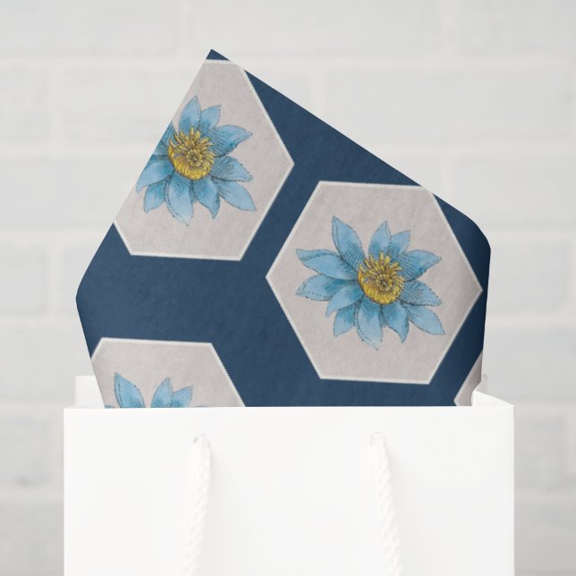 Japanese Geometric Lily Flower Pattern  Tissue Paper (Gift Bag)