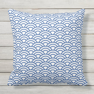 Japanese Geometric Modern Fish Scale Pattern Outdoor Cushion