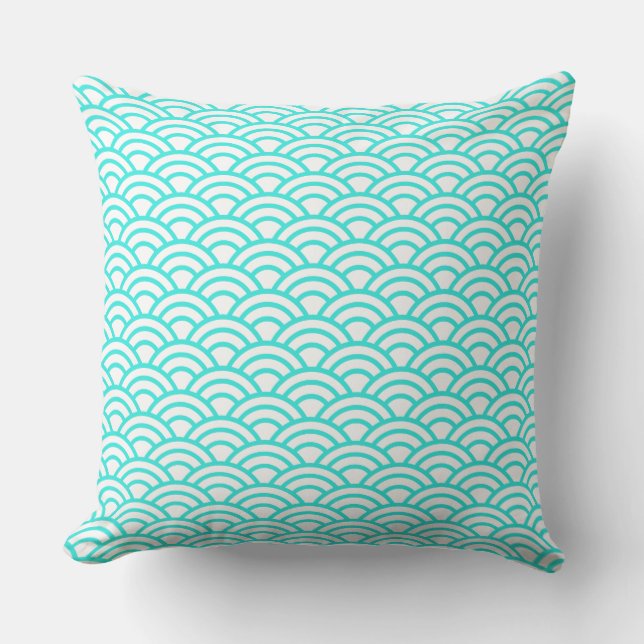 Japanese Geometric Modern Fish Scale Pattern Outdoor Cushion (Front)