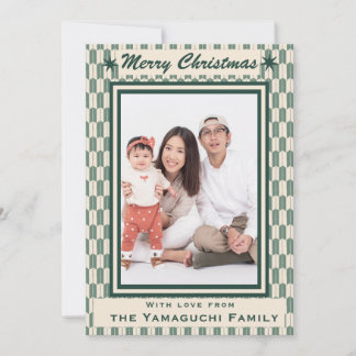 Japanese Geometric Yagasuri Pattern Photo Holiday  Card