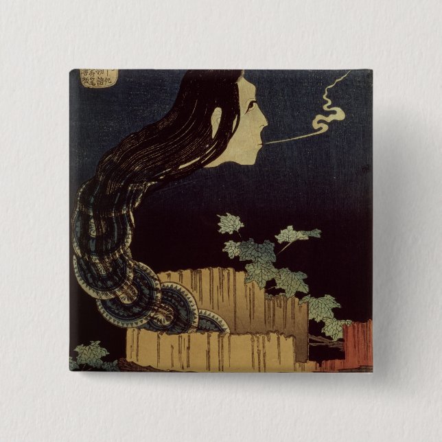 Japanese Ghost 15 Cm Square Badge (Front)