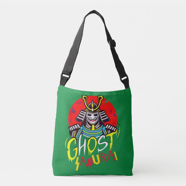 Japanese Ghost Samurai Martial Art in Retro Style Crossbody Bag (Front)
