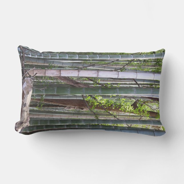 Japanese Giant Bamboo Forest, Sagano, Kyoto, Japan Lumbar Cushion (Front)