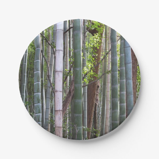 Japanese Giant Bamboo Forest, Sagano, Kyoto, Japan Paper Plate (Front)