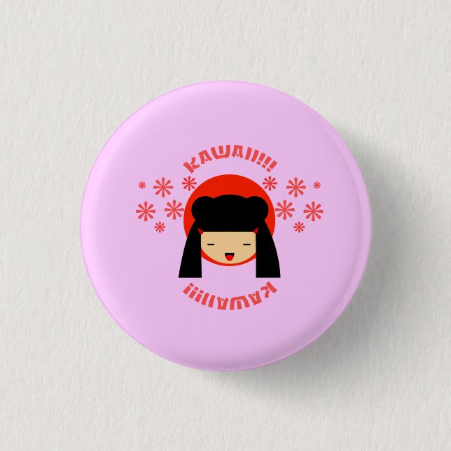 japanese girl 3 cm round badge (Front)