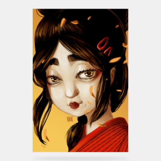 Japanese girl autumn colours acrylic sign