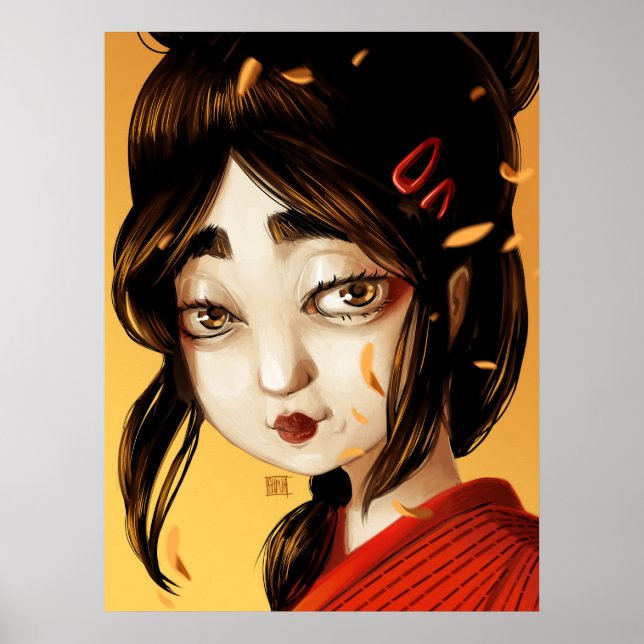 Japanese girl autumn colours poster (Front)