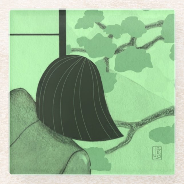 Japanese Girl Summer Classy Glass Coaster (Front)