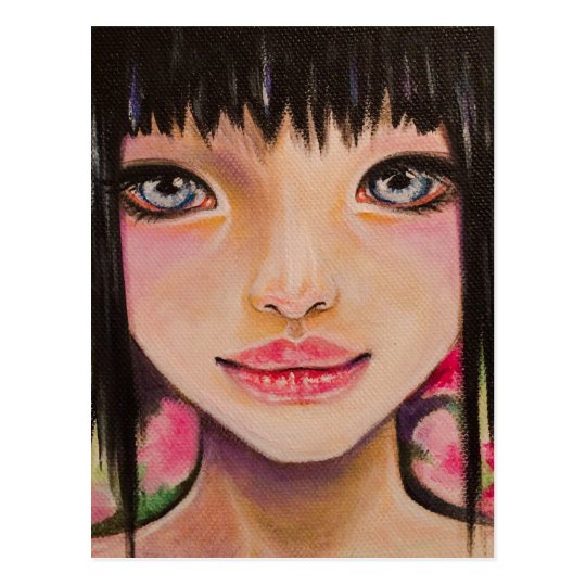 Japanese girl with blue eyes postcard