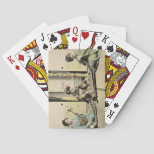 Japanese girls playing the flute, 'koto' and samis cards