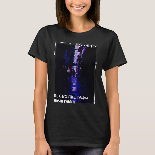 Japanese Glitch Cyberpunk Tokyo Streetwear Aesthet T-Shirt (Front)