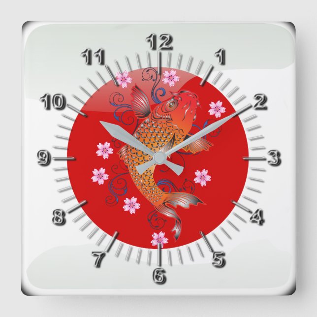 Japanese glossy flag square wall clock (Front)