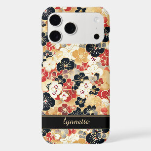 Japanese Gold Floral Pattern Monogrammed