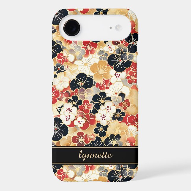 Japanese Gold Floral Pattern Monogrammed (Back)