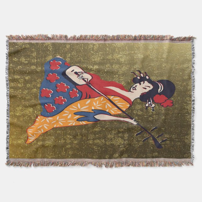 Japanese Gold Throw Blanket (Front)