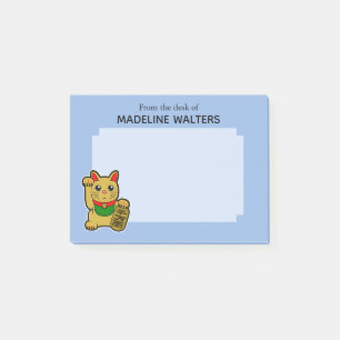 Japanese Golden Beckoning Cat Personalised Post-it Notes