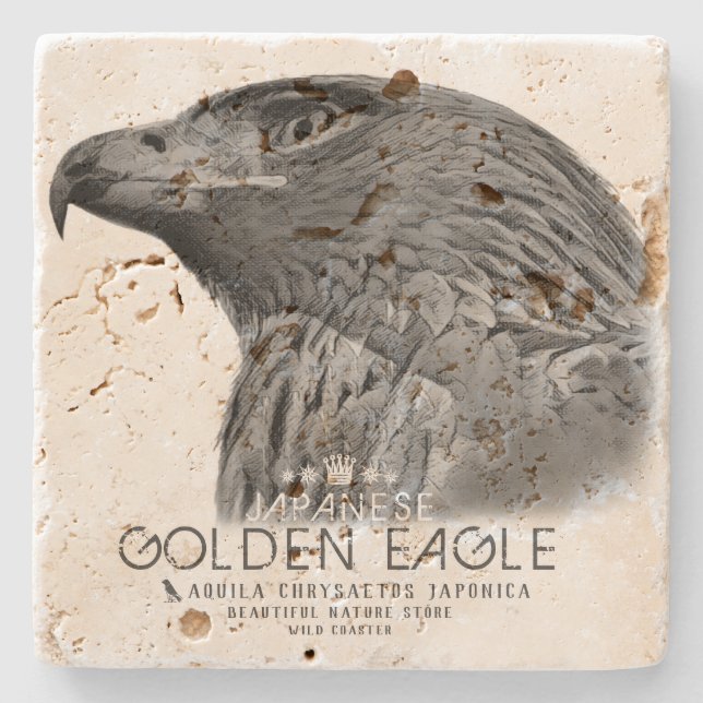 Japanese Golden Eagle Stone Coaster (Front)