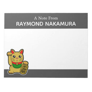 Japanese Golden Lucky Cat Personalised Notepad
