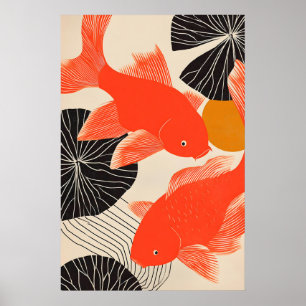 Japanese Goldfish Art Print Modern Ukiyo-e Zen 1