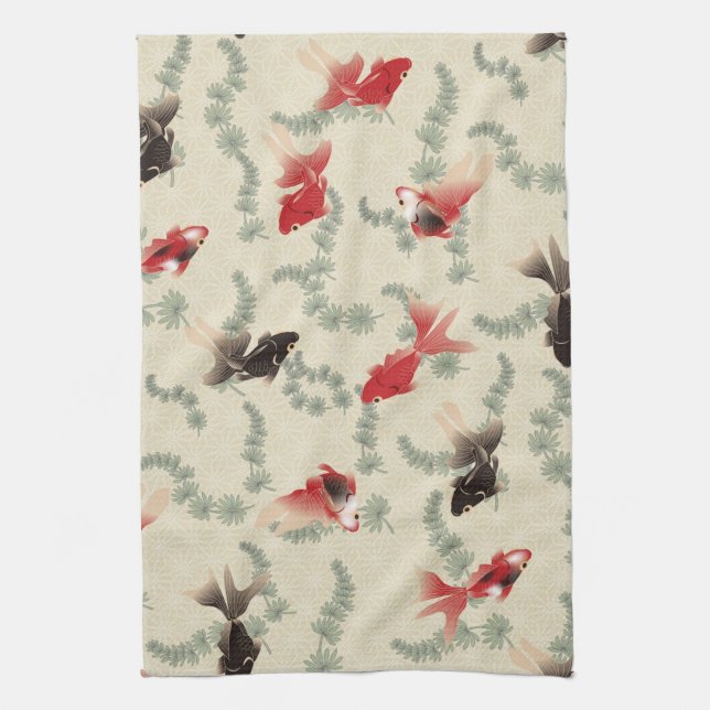 Japanese Goldfish Tea Towel (Vertical)