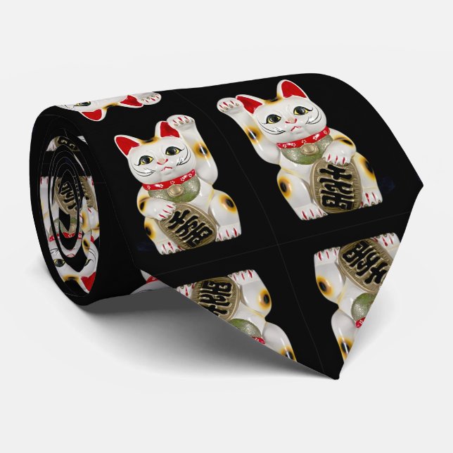 Japanese Good Luck Cat Tie (Rolled)