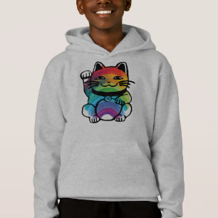 Japanese Good Luck Cat with Rainbow