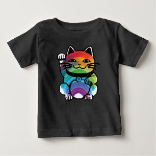 Japanese Good Luck Cat with Rainbow Baby T-Shirt
