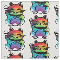 Japanese Good Luck Cat with Rainbow