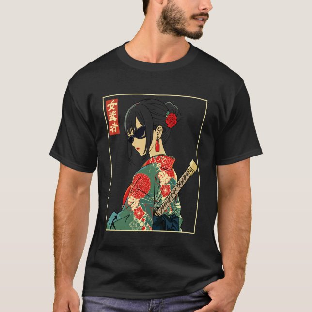 Japanese Gothic Samurai Art Woman With Katana Swor T-Shirt (Front)