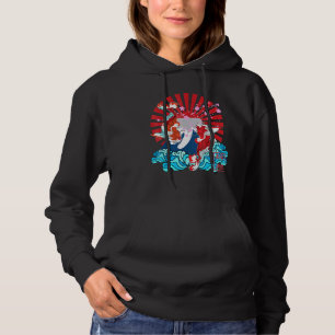 Japanese Graphic Koi Fish Rising Sun Sakura Flower Hoodie