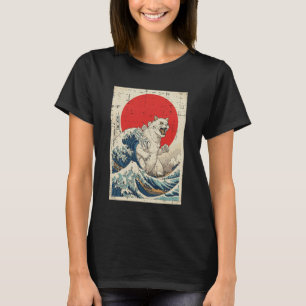 Japanese Great Wave Cat Monster Catzilla Art Men W T-Shirt