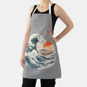 Japanese Great Wave Cherry Blossom Apron