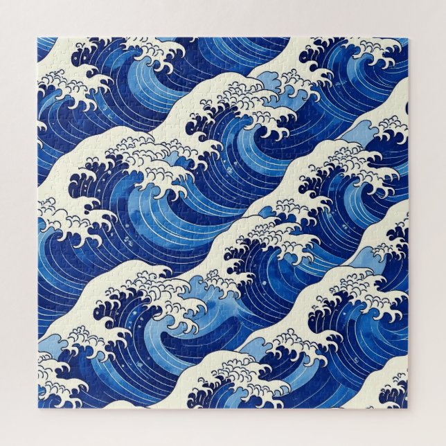Japanese Great Wave Pattern Ocean  Jigsaw Puzzle (Vertical)