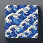 Japanese Great Wave Pattern Ocean  Plaque<br><div class="desc">Ride the timeless power of the ocean with this captivating design inspired by classic Japanese woodblock prints. Dramatic curling waves crash in layers of deep indigo, navy blue, and crisp white foam, creating a dynamic, rhythmic pattern that evokes energy and serenity. The bold contrast and fluid lines bring a touch...</div>