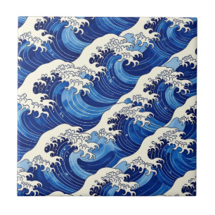 Japanese Great Wave Pattern Ocean Tile