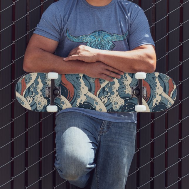 Japanese Great Wave Pattern  Skateboard (Outdoor 3)
