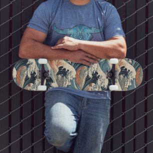 Japanese Great Wave Pattern  Skateboard