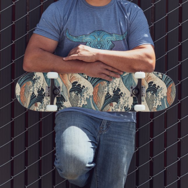 Japanese Great Wave Pattern  Skateboard (Outdoor 3)