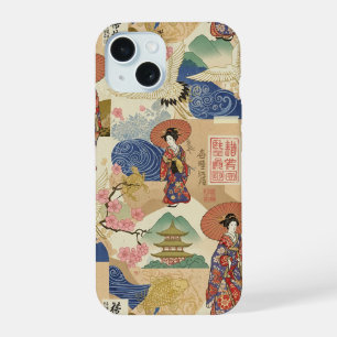 Japanese Green Anime Moodboard Art cartoon gift iPhone 15 Case