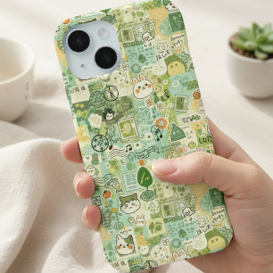 Japanese Green Anime Moodboard kawaii cartoon gift iPhone 15 Case