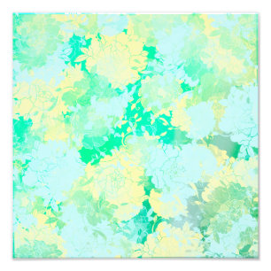Japanese green,flowers patterns photo print