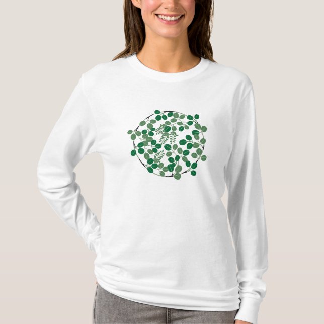 Japanese Green Leaf Circle T-Shirt (Front)