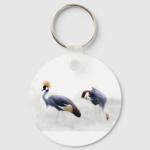 Japanese Grey Crowned Cranes Key Ring